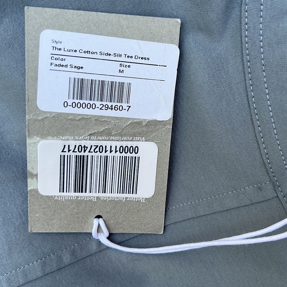 Everlane Lux Cotton Side Slit Tee Dress Faded Sage Size M - Picture 10 of 16